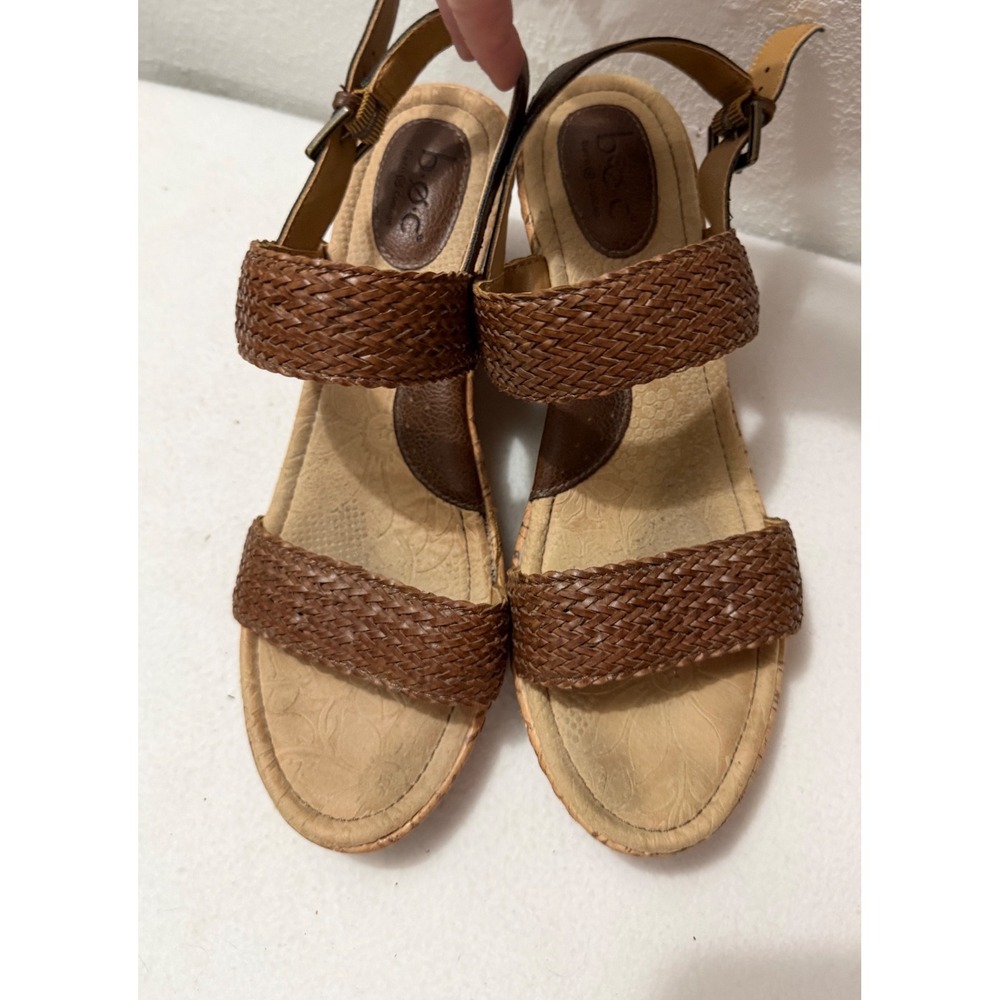 b.o.c. Born Concept Women Brown Woven Wedge Sandals‎ Slingback Z12006 Size 9M
